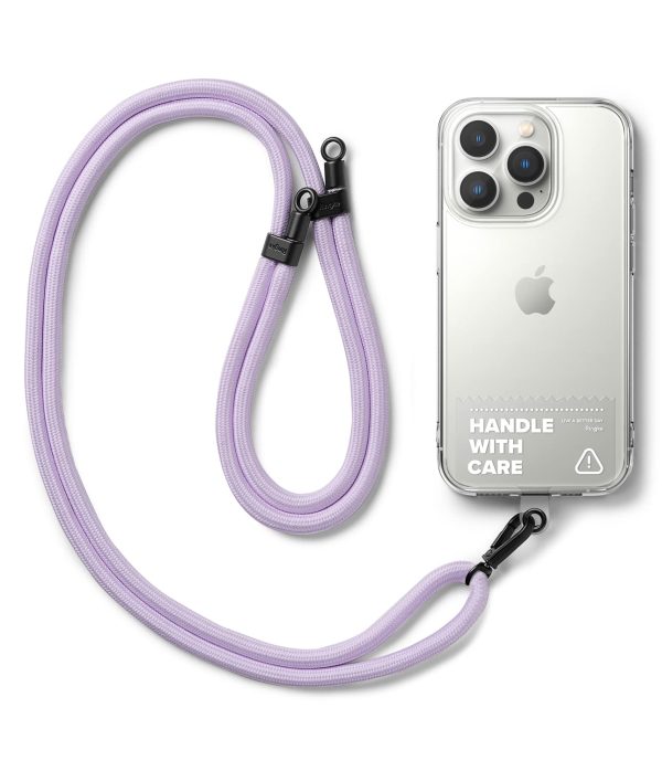 Adjustable Crossbody Polyester Rope Lanyard (Holder Link Strap with Clear TPU Tag) - Purple Fashion