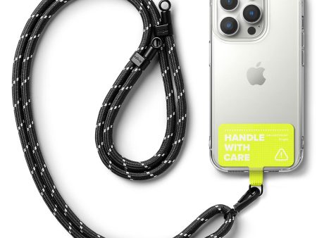 Ringke Holder Link Strap with Neon Green Tarpaulin Tag - Black & White Sale