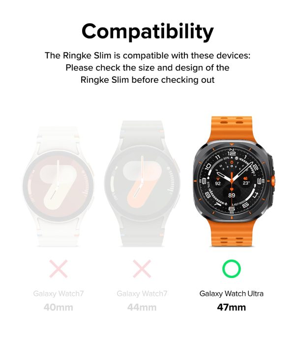 Samsung Galaxy Watch Ultra 47mm Slim Case With  Screen Protector Tempered Glass - Alpine Clear Fashion