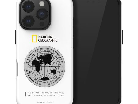 Nat Geo iPhone 16 Pro Back Cover Case | Metal Deco Hard Shell - White Online Sale