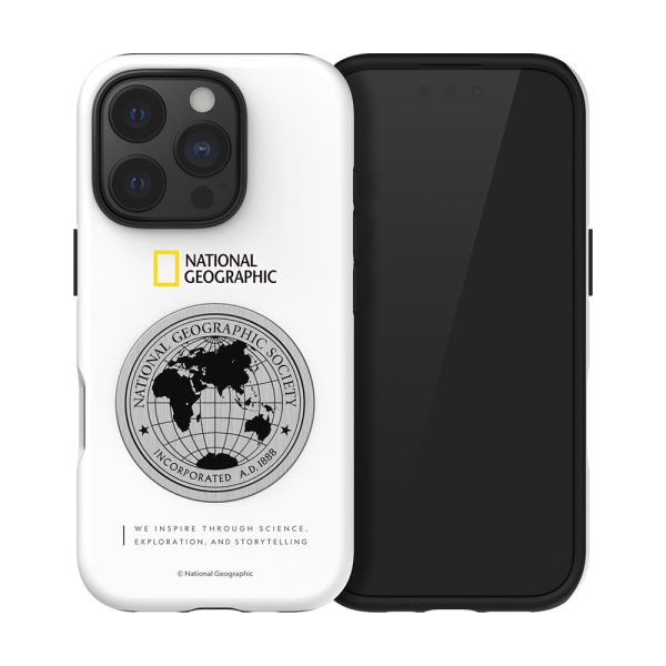 Nat Geo iPhone 16 Pro Back Cover Case | Metal Deco Hard Shell - White Online Sale