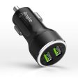 Ringke RealX2 Quick Charge Compatible with Most Smartphones, Compact Car Charger Dual 3.0 USB Port Output 3A LED Light [Black] Online Sale