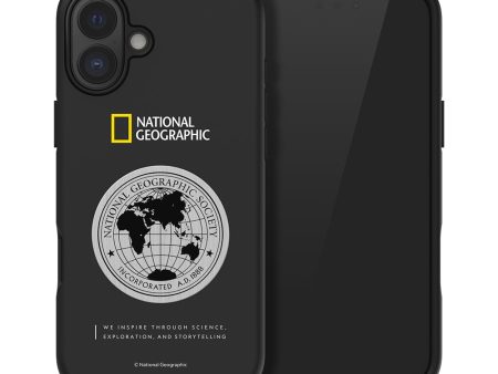 Nat Geo iPhone 16 Plus Back Cover Case | Metal Deco Hard Shell - Black Sale