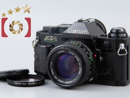 Canon AE-1 PROGRAM Black 35mm SLR Film Camera + New FD 50mm f 1.4 Cheap